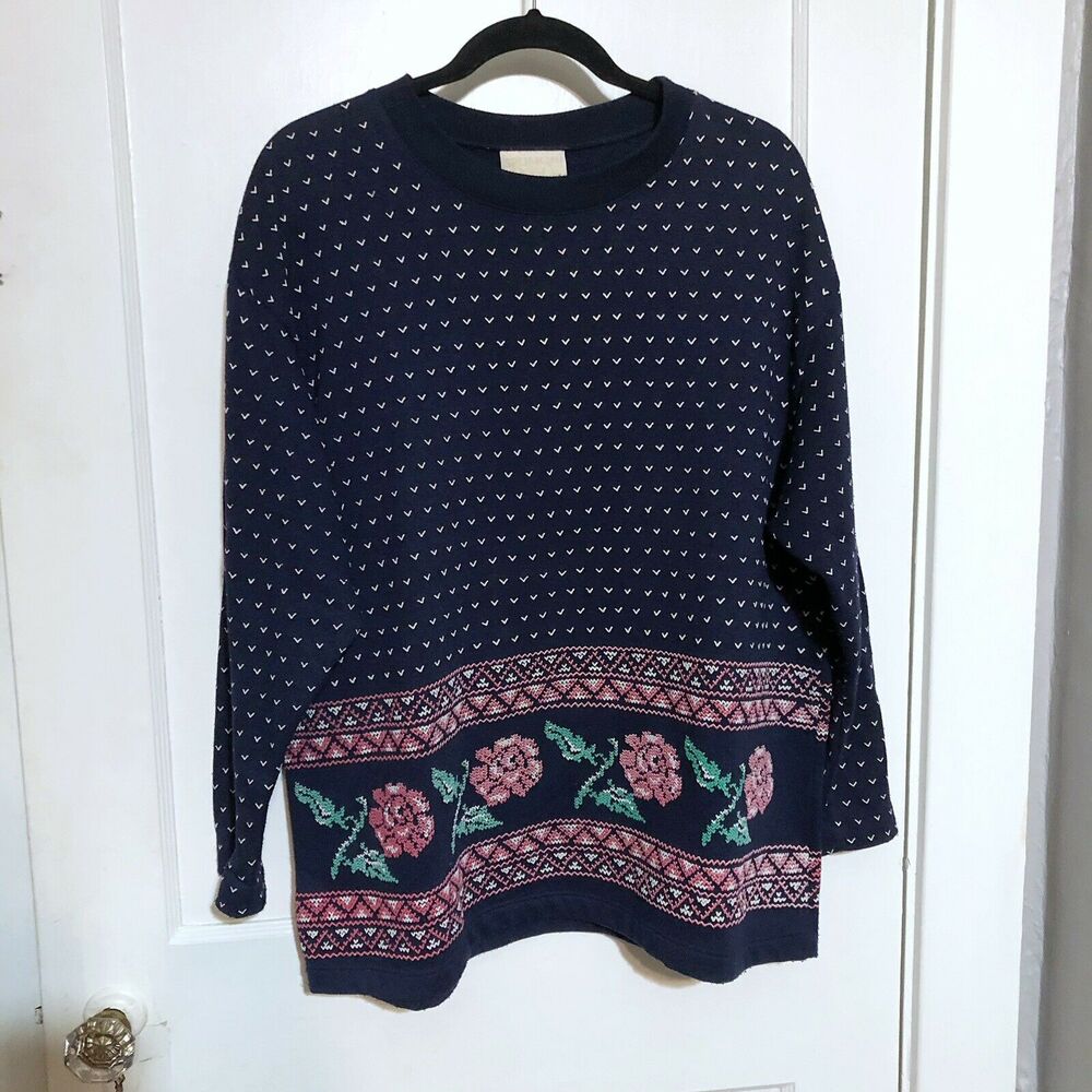 Vintage 90s Flower Sweatshirt Spumoni Grandma